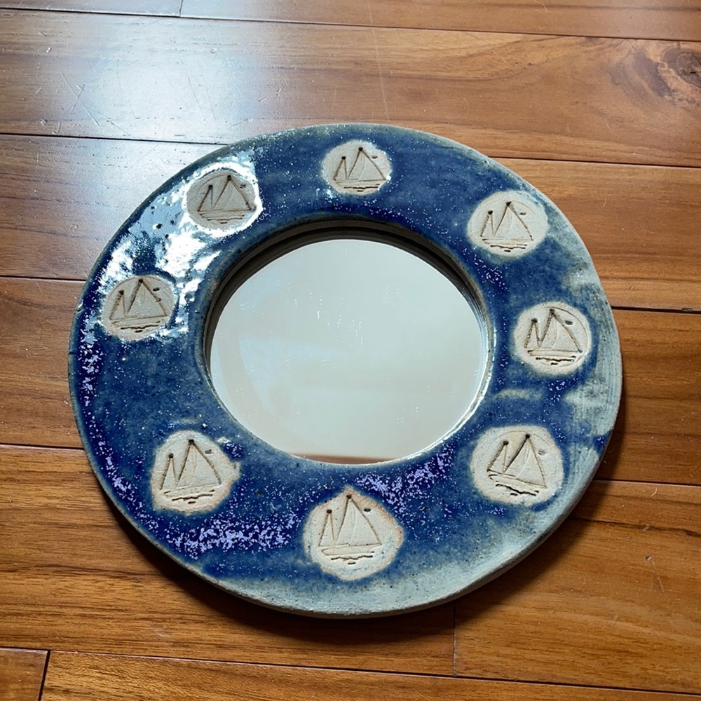 nautical sailboat mirror art pottery